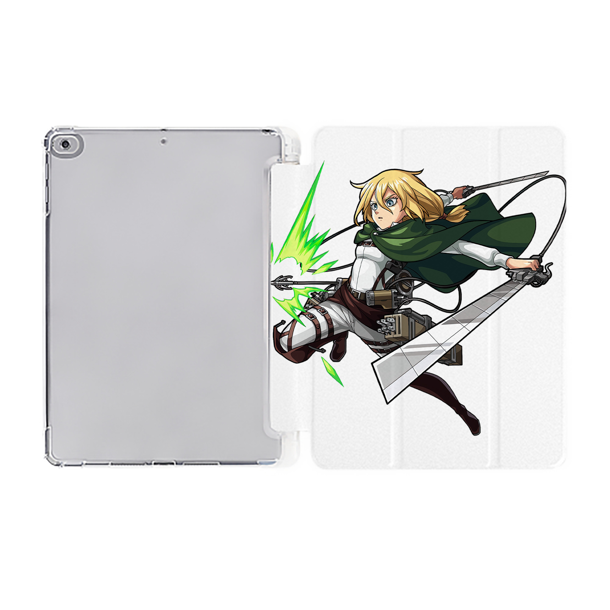 （画像用） 進撃の巨人 クリスタ·レンズ Attack on Titan Christa Lenz IPad ケース ペン収納付き 三つ折りスタンド PUレザー×シリコン 対応機種9.5/10.5/10.9インチ